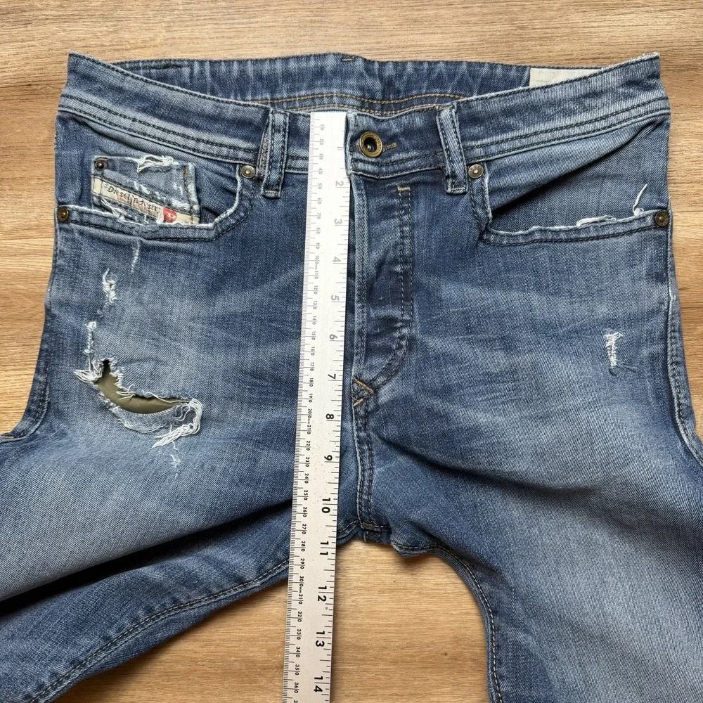 Diesel‎ Jeans Men 30x30 Blue Buster Regular Slim Tapered Stretch Destroyed 0833F